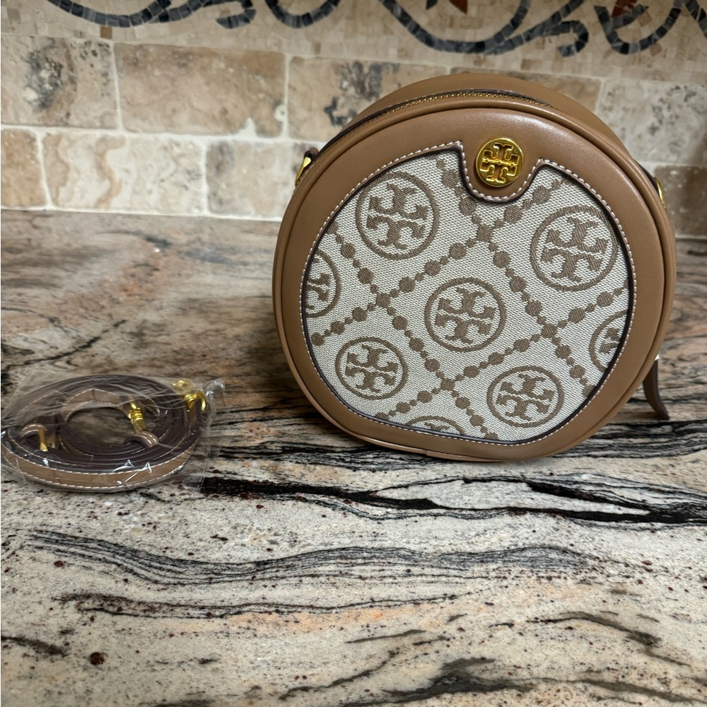 New Tory Burch T Monogram Jacquard Moon Crossbody Bag